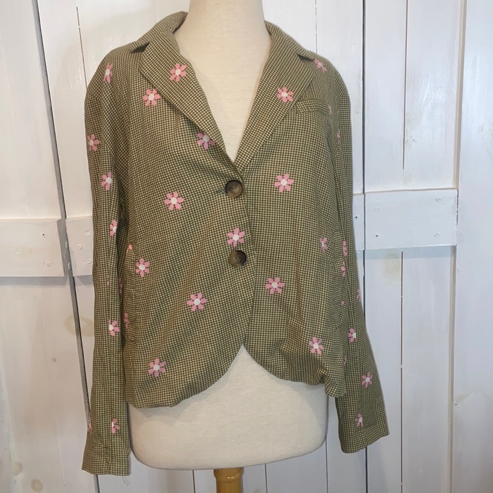 NEW We The Free Cali Floral Checkered Printed Blazer